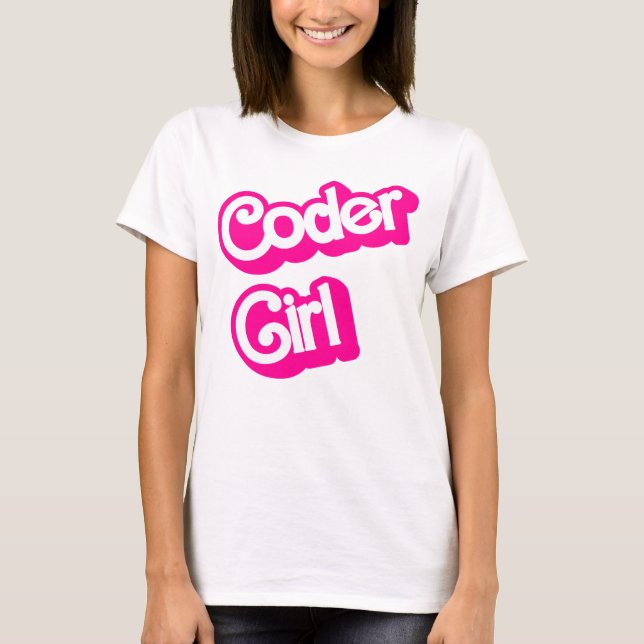 Camiseta Coder Girl Pink Computer Geek Programmer (Frente)