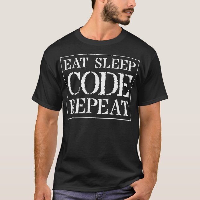 Camiseta Coder T Gift Comer Código De Repouso Repetir Para  (Frente)