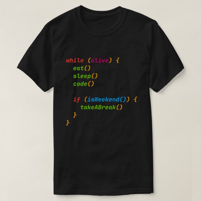 Camiseta Coder's Life Cycle T-shirt (Frente do Design)