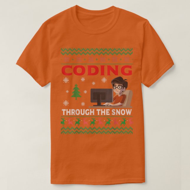Camiseta Codificação Através Do Programador De Codificador  (Frente do Design)