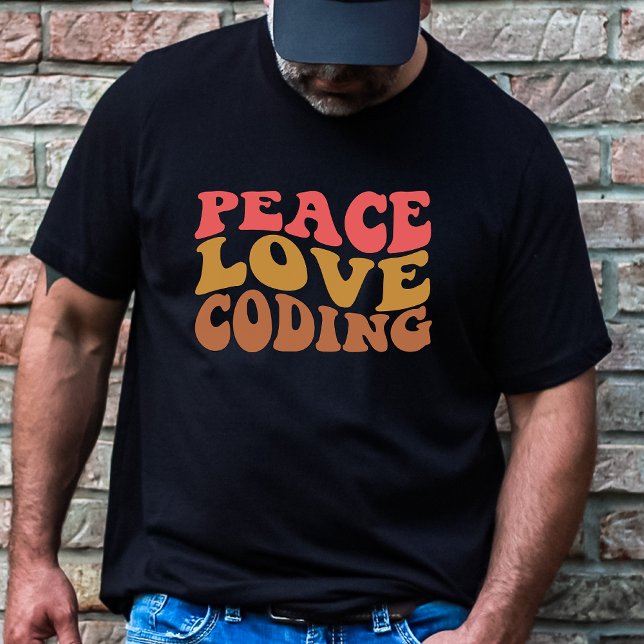 Camiseta Codificação de Amor de Paz Retroativa (Criador carregado)