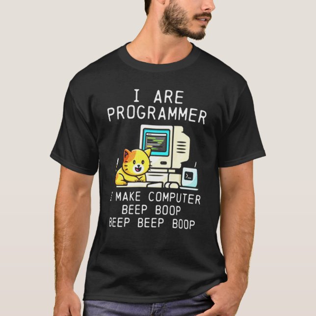 Camiseta Codificação de Bips de Cat do Programador (Frente)