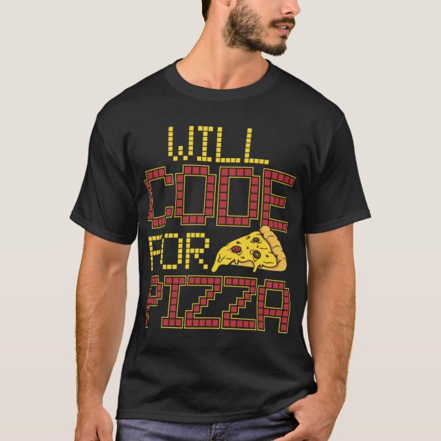 Camiseta Codificação De Computador Engraçado Pizza Lo (Frente)