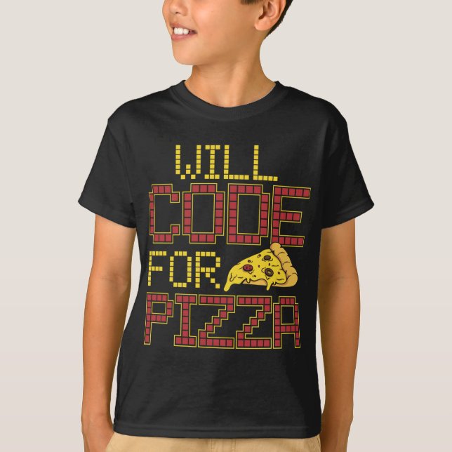 Camiseta Codificação De Computador Engraçado Pizza Lo (Frente)