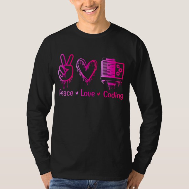 Camiseta Codificação do Amor pela Paz! Programador feminino (Frente)
