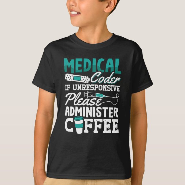 Camiseta Codificação Médica do Codificador de Café Assisten (Frente)