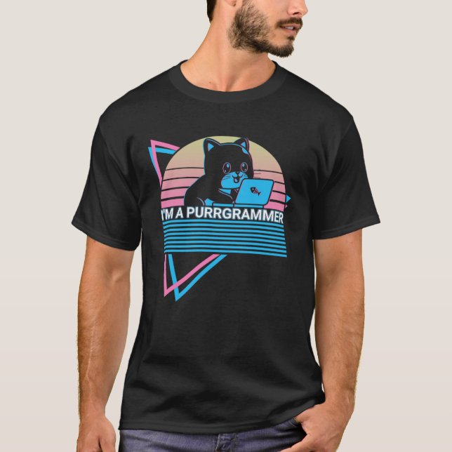 Camiseta Codificador Codificador Programador Retro I é um P (Frente)