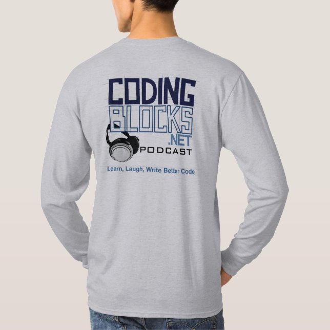 Camiseta Codificando a mascote do Podcast dos blocos com os (Verso)