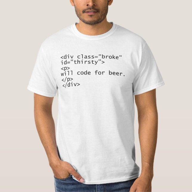 Camiseta Codificará para a cerveja (Frente)
