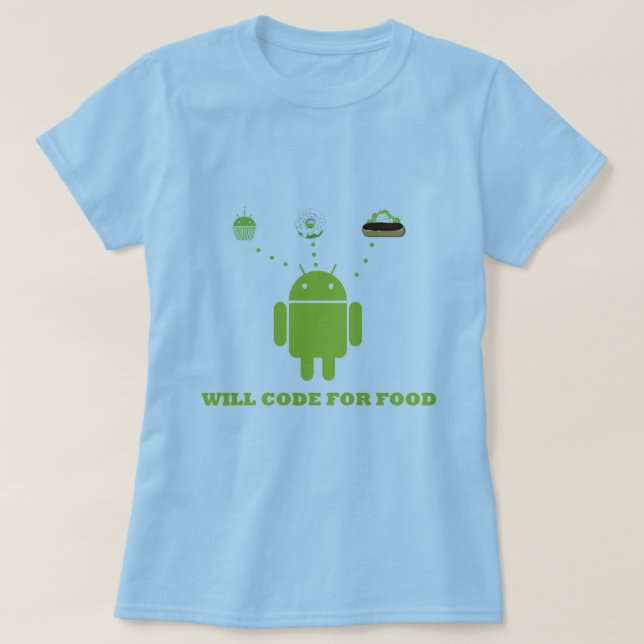 Camiseta Codificará para a comida (o programador de (Frente do Design)