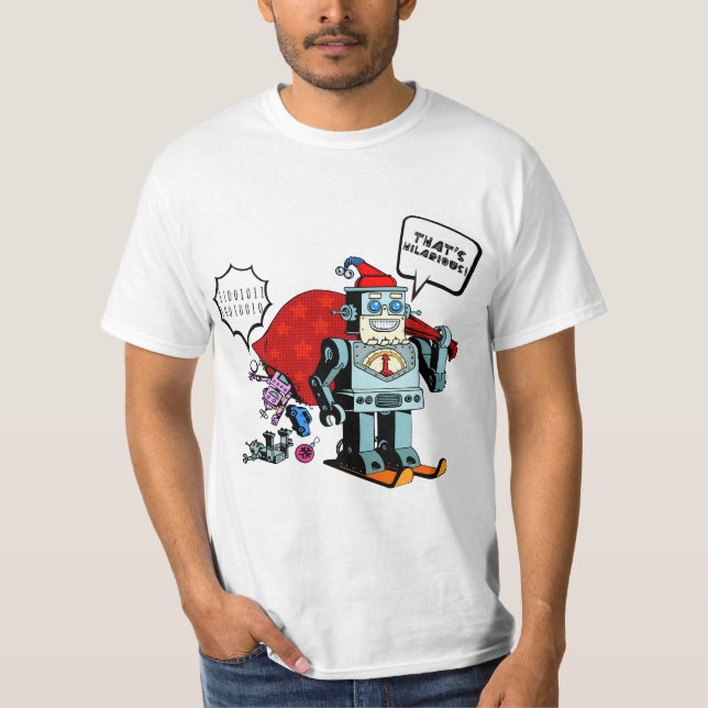 Camiseta Código Binário Robô Papai Noel, isso é hilário (Frente)