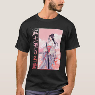 Camiseta Código Bushido Anime Samurai Girl Japonesa Guerrei