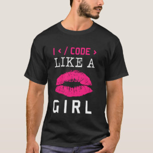 Camiseta Código Como Um Lábios Rapariga Software De Program