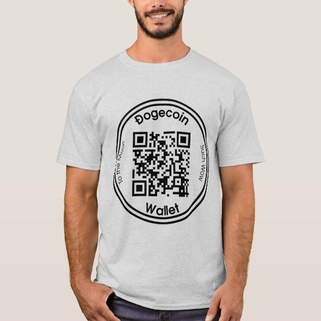Camiseta Código da carteira QR de Dogecoin redondo (Frente)