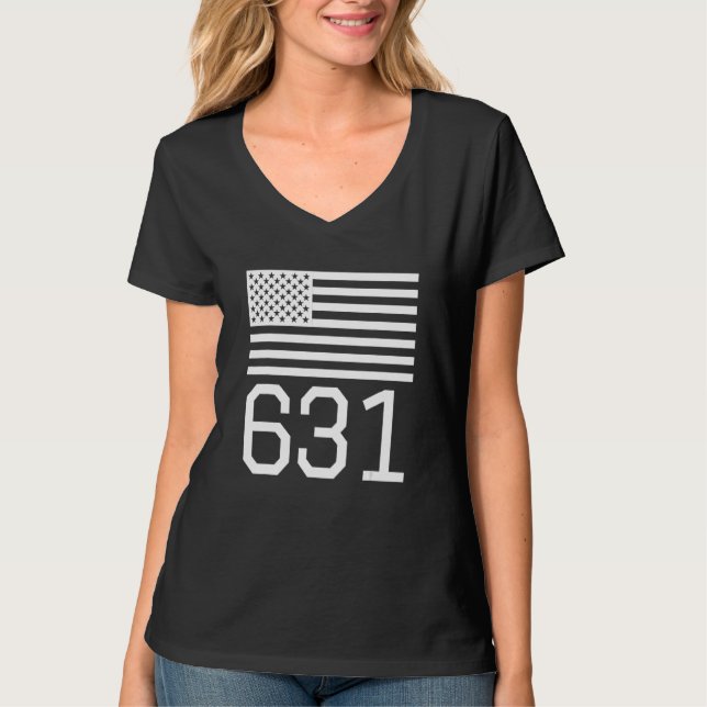 Camiseta Código de Área 631 American Flag Usa Long Island N (Frente)