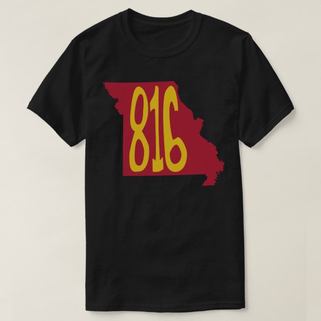 Camiseta Código de área 816 do Missouri, desenhado à mão Do (Frente do Design)