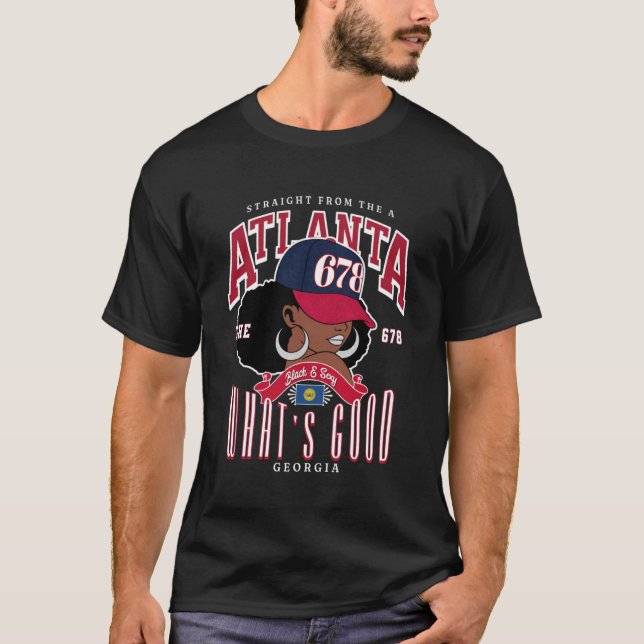 Camiseta Código de área ATL 678 Melanizado sem desculpas (Frente)