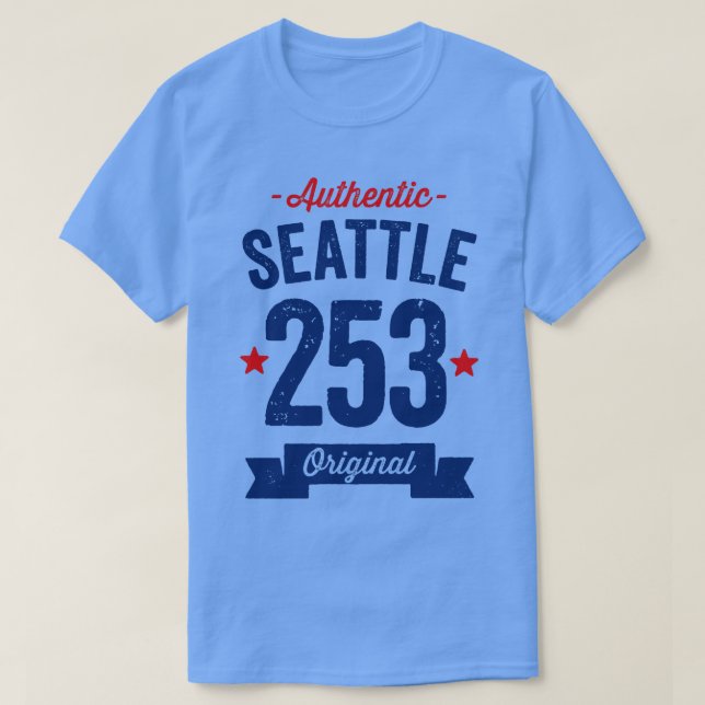 Camiseta Código de área Authentic Seattle 253 (Frente do Design)