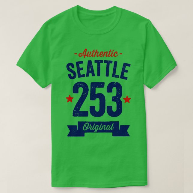 Camiseta Código de área Authentic Seattle 253 (Frente do Design)