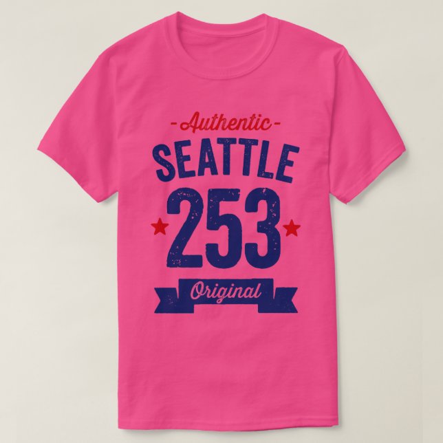 Camiseta Código de área Authentic Seattle 253 (Frente do Design)