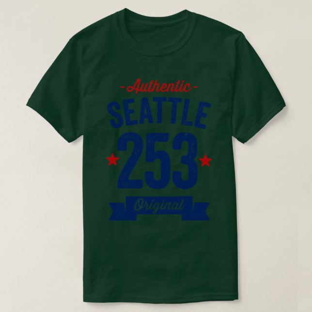 Camiseta Código de área Authentic Seattle 253 (Frente do Design)