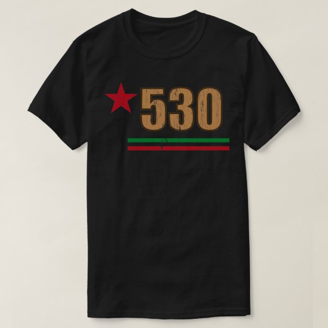Camiseta Código de área da Califórnia 530 (Frente do Design)