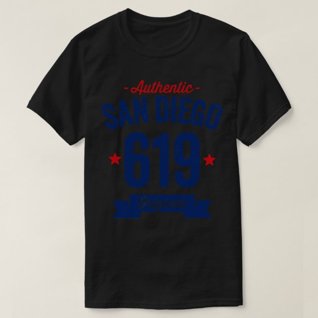 Camiseta Código de área San Diego 619 autêntico (Frente do Design)