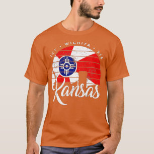 Camiseta Código de área Sunset Wichita Kansas Flag ICT 316