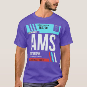 Camiseta Código de Bagagem 2 do Aeroporto AMS de Amesterdã