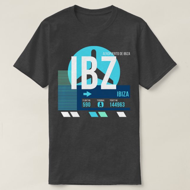 Camiseta Código de Bagagem A do Aeroporto Ibiza IBZ (Frente do Design)
