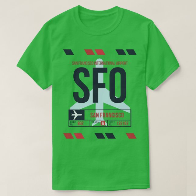 Camiseta Código de Bagagem A do Aeroporto SFO de São Franci (Frente do Design)