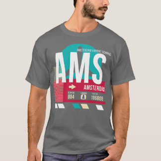Camiseta Código de Bagagem do Aeroporto AMS de Amesterdã 3