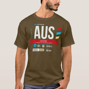 Camiseta Código de Bagagem do Aeroporto de Austin AUS 1