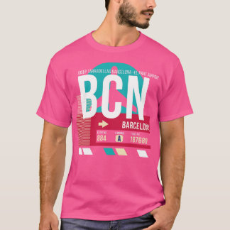 Camiseta Código de Bagagem do Aeroporto de Barcelona, BCN,