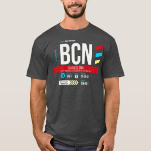 Camiseta Código de Bagagem do Aeroporto de Barcelona - BCN