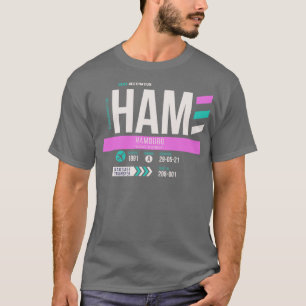 Camiseta Código de Bagagem do Aeroporto HAM de Hamburgo Eti