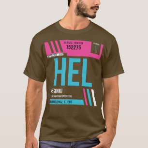 Camiseta Código de Bagagem do Aeroporto Helsínquia HEL