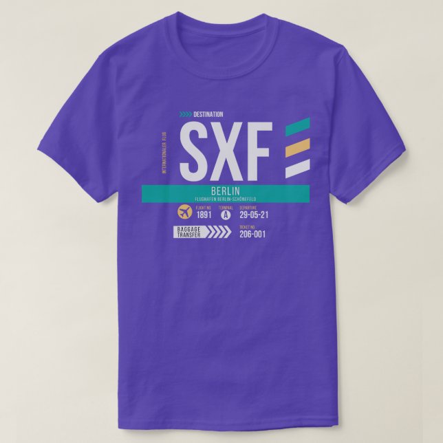 Camiseta Código de Bagagem do Aeroporto SXF de Berlim (Frente do Design)