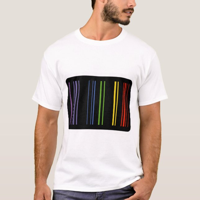 Camiseta Código de Barras Colorido – Estética Digital (Frente)