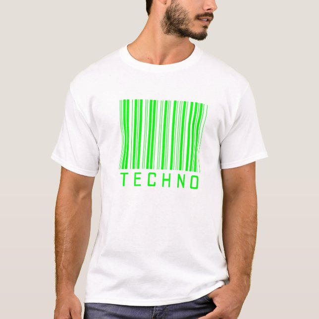 Camiseta código de barras da música do techno (Frente)