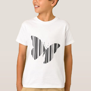 Camiseta CÓDIGO DE BARRAS DE BORBOLETA Design de Padrão de