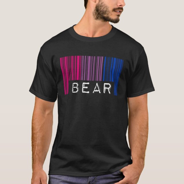 Camiseta Código de barras de urso bissexual Fofo e gorducho (Frente)