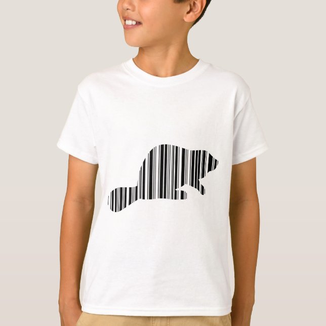 Camiseta CÓDIGO DE BARRAS DO CASTOR Design de padrão de cód (Frente)