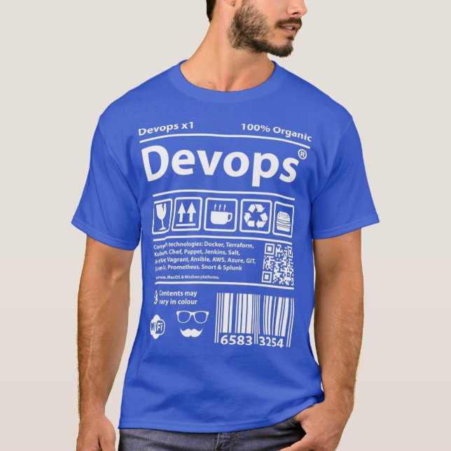 Camiseta Código de barras do Devops computador código de or (Frente)