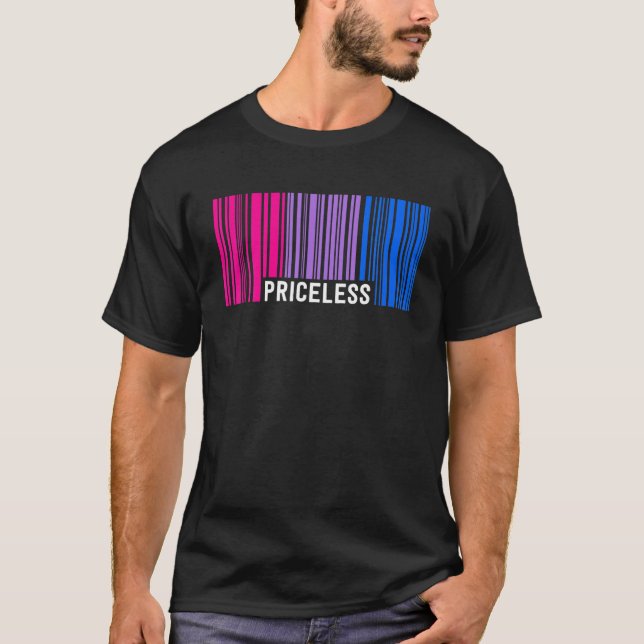 Camiseta Código de Barras do Orgulho Bissexual Sutil Bi Fla (Frente)