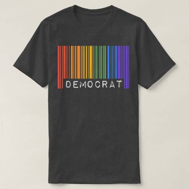 Camiseta Código de barras do Orgulho gay Democrata Queer Ra (Frente do Design)