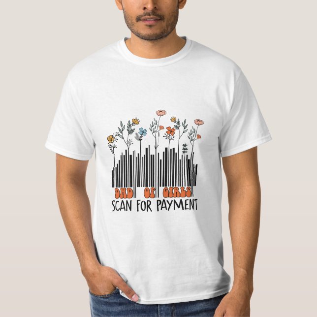 Camiseta Código De Barras Do pai Das Raparigas (Frente)
