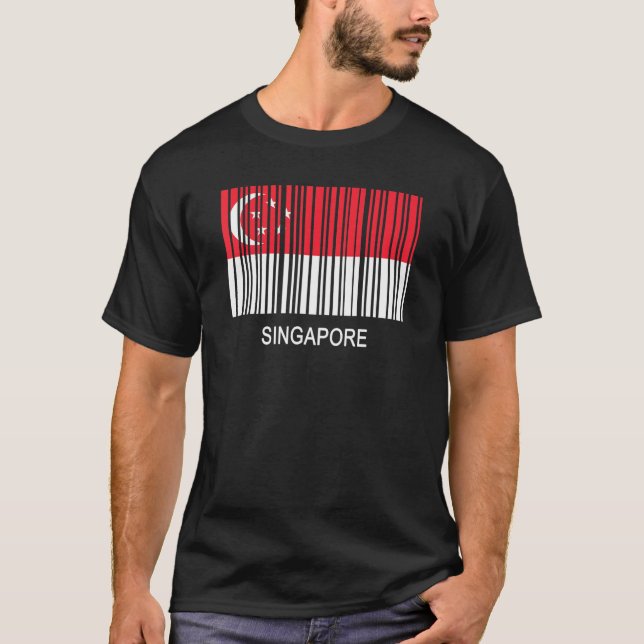 Camiseta Código de barras do sinalizador de Singapura (Frente)