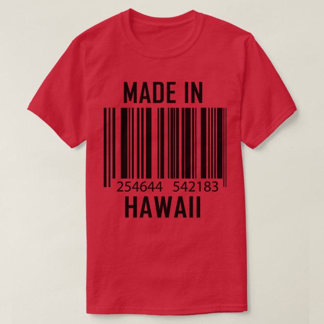 Camiseta Código de Barras Feito No Havaí Engraçado 1 (Frente do Design)
