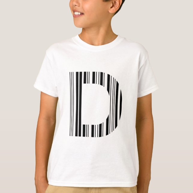 Camiseta CÓDIGO DE BARRAS LETRA D Primeiro Padrão de Código (Frente)